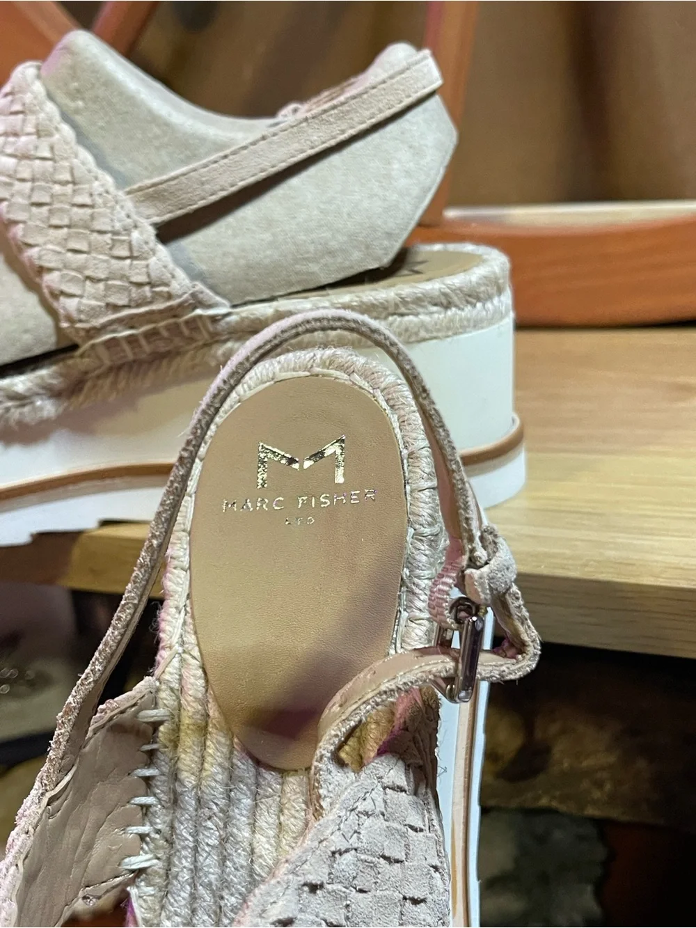 NIB Marc Fisher LTD # MLGABLI Espadrille Platform Wedge Sandal /Slingback Sz 6M
